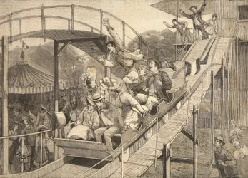 Wypadek w wesołym miasteczku w rosyjskich górach, Saint-Cloud, z "Le Petit Parisien", 26 lipca 1891 r.